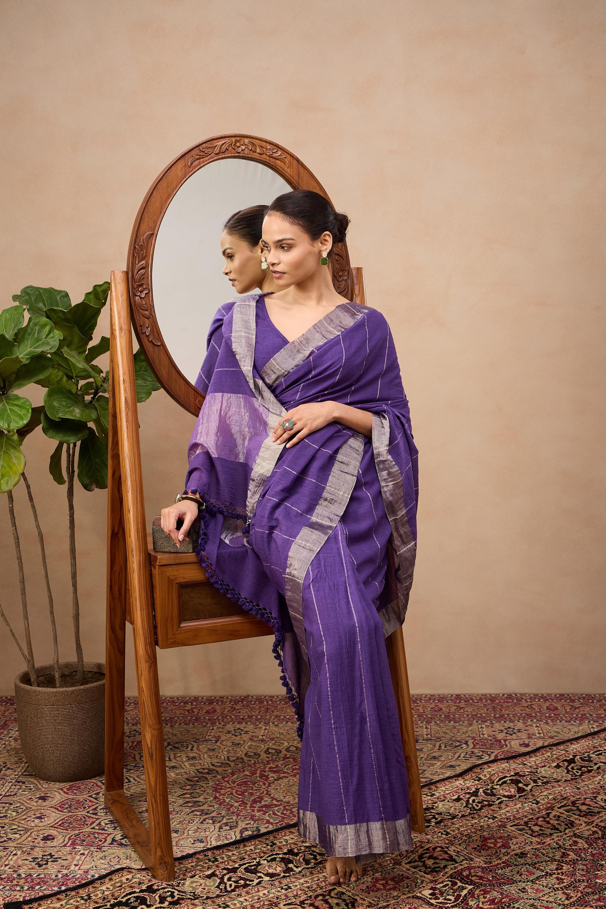 Cotton Zari sarees - handwoven saree - artisan-crafted traditional weave