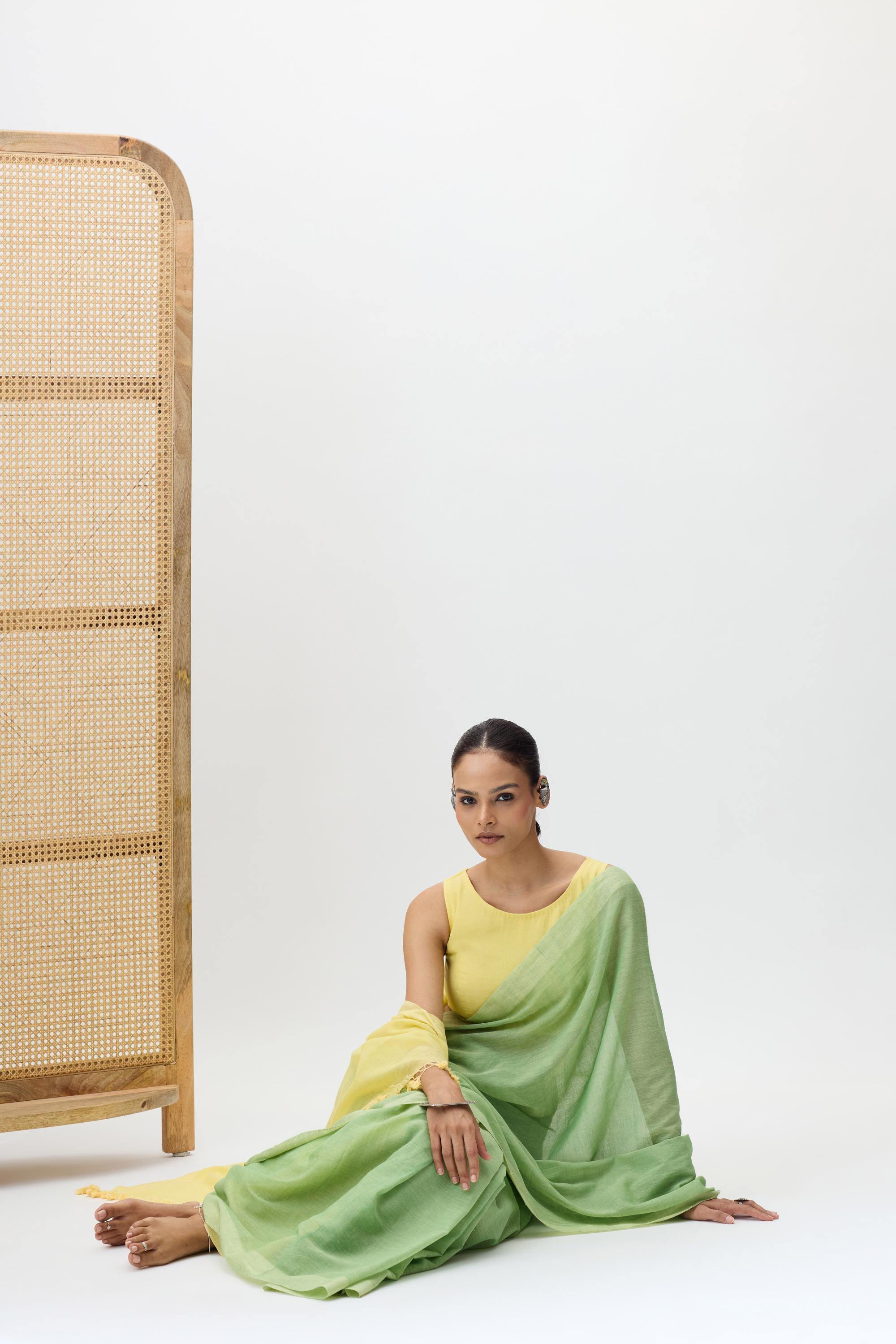 Mul Cotton sarees - saree close-up showcasing intricate handloom texture